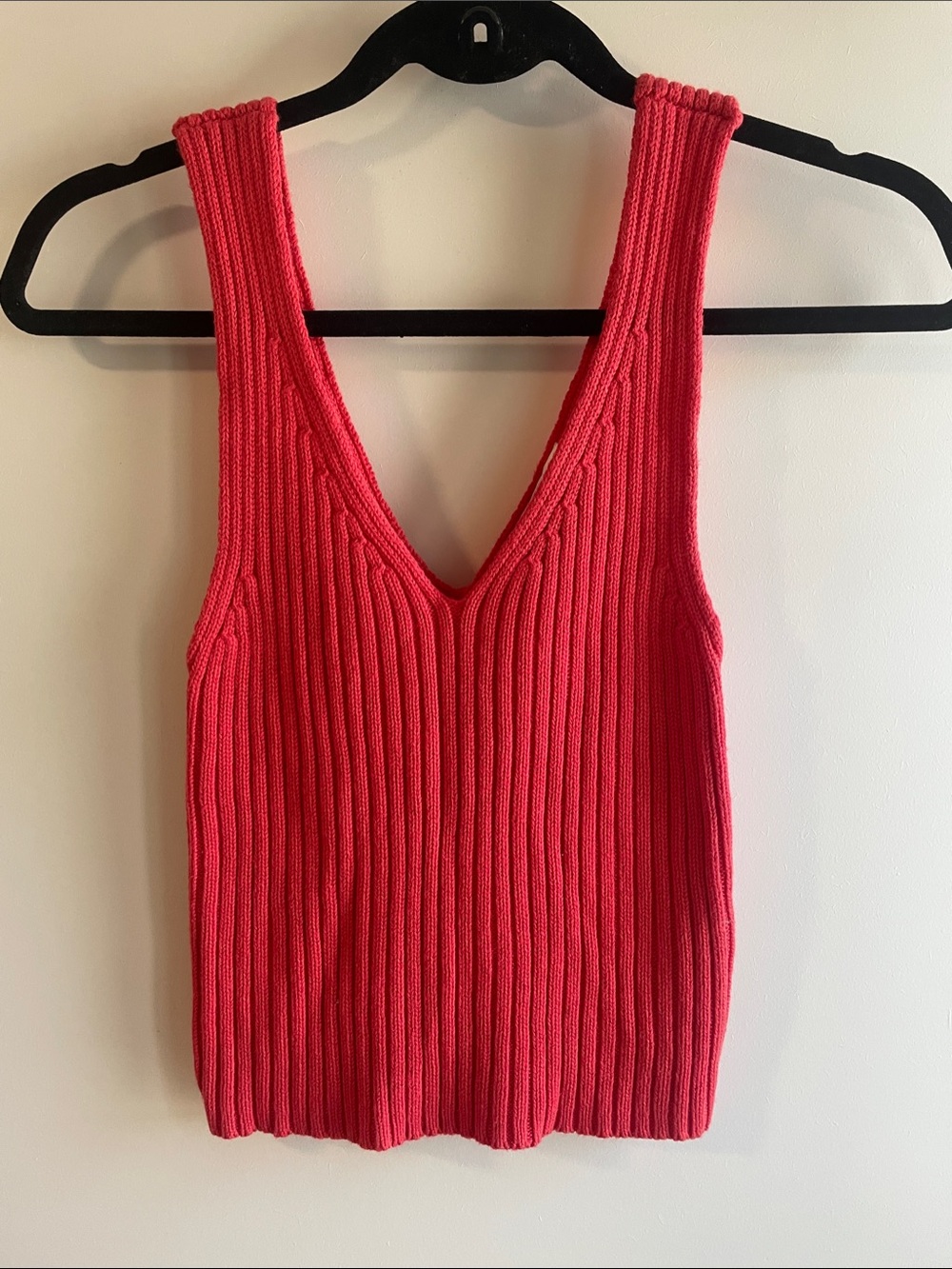 Adam Levine Collection Ribbed V-Neck Tank Top - Coral
